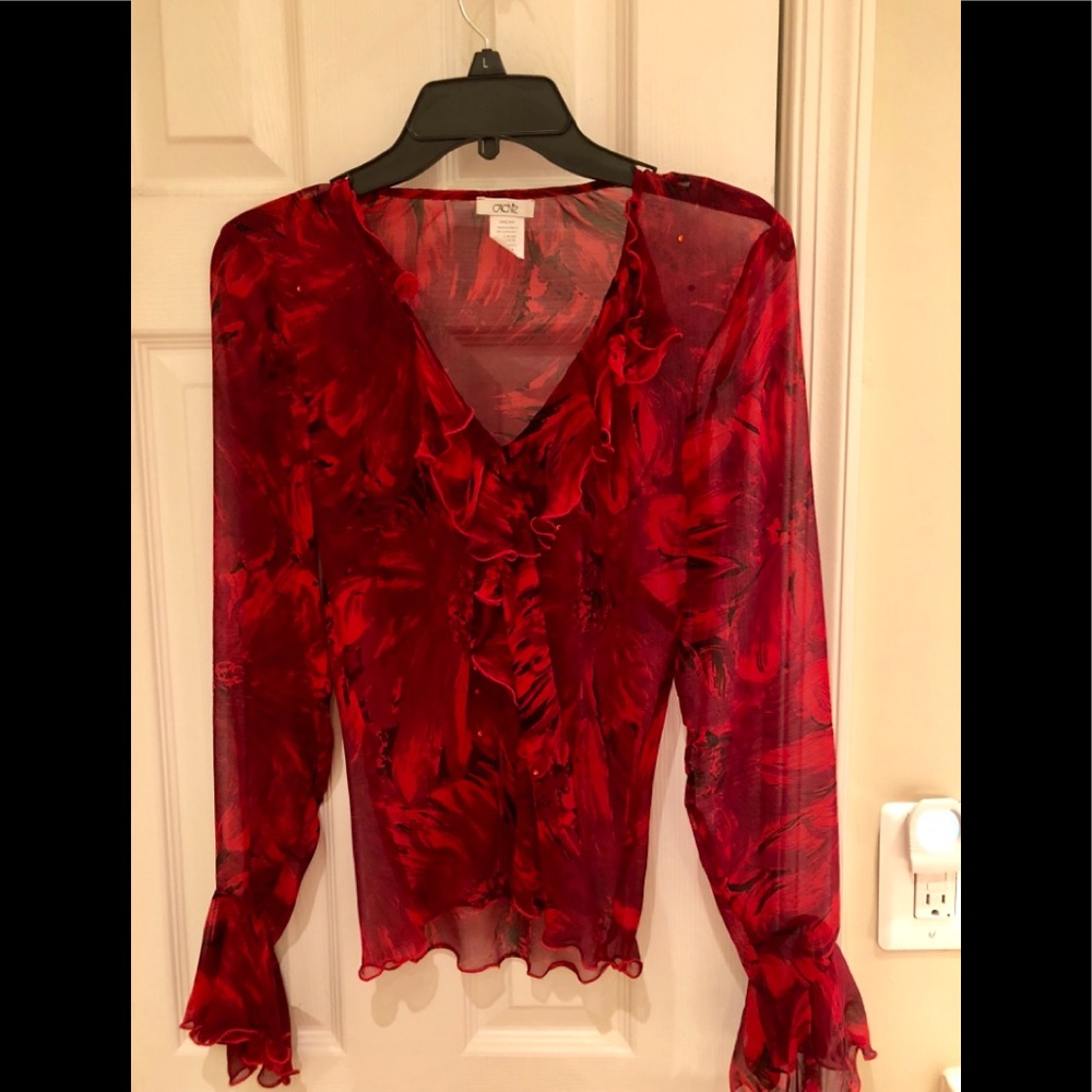 Cache silk chiffon blouse. Worn only a few times .